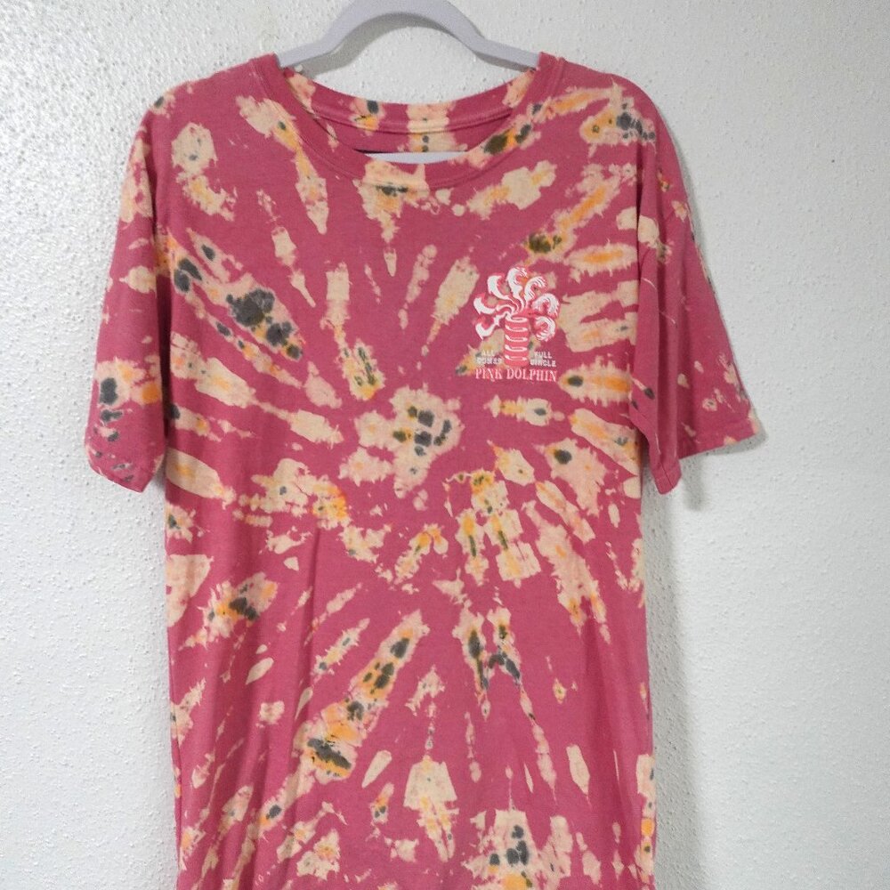 Pink Dolphin "Full Circle" Tie Dye Pink Yellow T-shirt Large Rare Streetwear